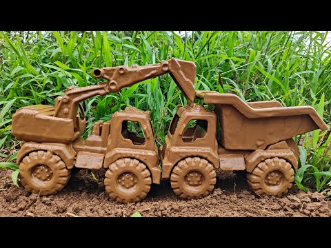 Membersihkan Mainan, Kereta Api, Truk Molen, Beko Excavator, Mobil Truk, Mobil Tangki, Helikopter
