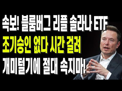 속보! 블룸버그 리플 솔라나 ETF 조기승인 없다 시간 걸려개미털기에 절대 속지마