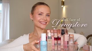 a full face of drugstore makeup