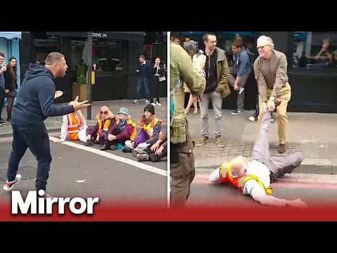 Furious public clash with Just Stop Oil protesters blocking east London road