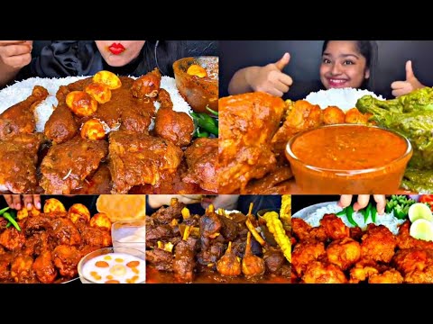 ASMR EATING SPICY CHICKEN CURRY, MUTTON BIRYANI, EGG CURRY | BEST INDIAN FOOD MUKBANG |Foodie India|