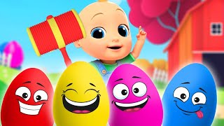 Surprise Eggs Kids Songs + Johny Johny Yes Papa + Baby Shark Color Version - LooLoo Kids