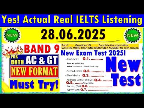 IELTS LISTENING PRACTICE TEST 2025 WITH ANSWERS | 28.06.2025