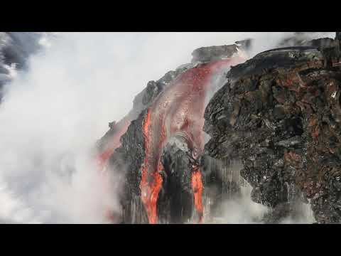 Lava flowing into the Pacific Ocean in Hawaii