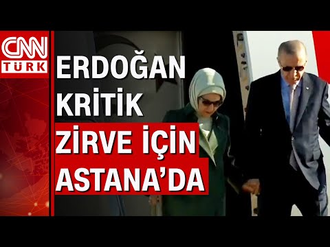 Cumhurbaşkanı Erdoğan Astana'da... Erdoğan havalimanında resmi törenle karşılandı