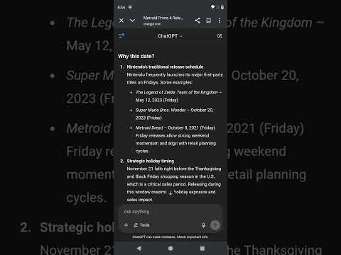 Metroid Prime 4: Beyond release date CONFIRMED! ChatGPT places bet! (maybe 😏 ) #ai #nintendo #switch