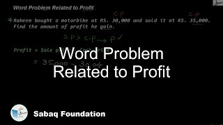 Word Problem Related to Profit