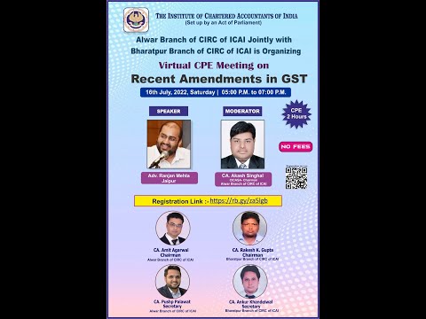 Virtual CPE Meeting on Recent Amendment in GST