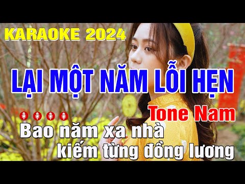 Lại Một Năm Lỡ Hẹn Karaoke Tone Nam (Am) Nhạc Sống | Trung Hiếu