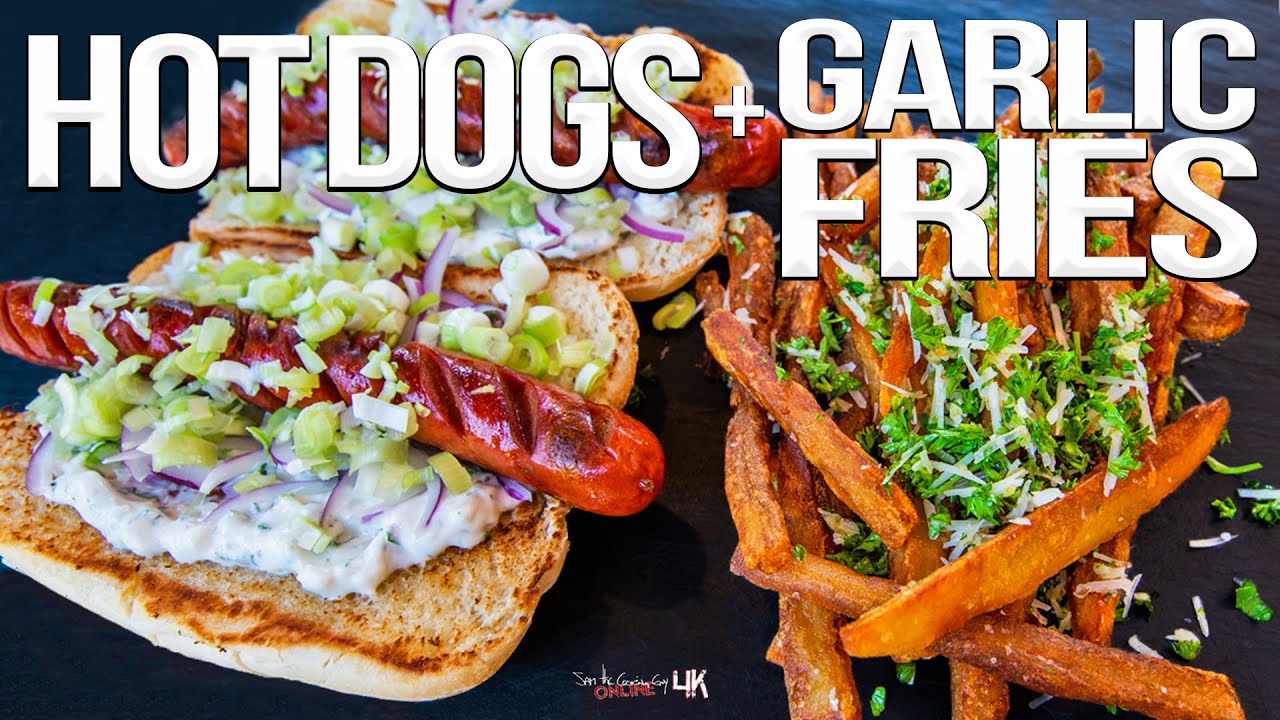 The best hot dog recipe - with homemade garlic fries! 4k