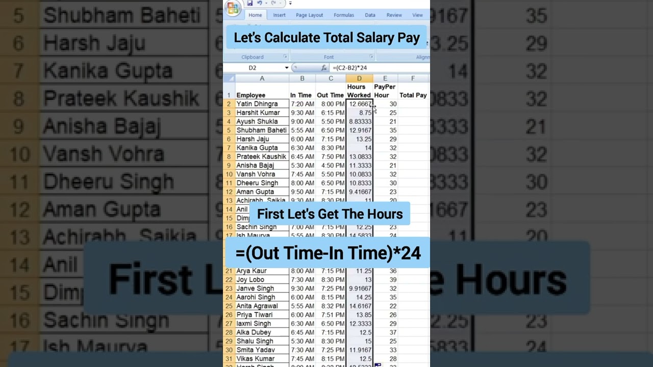 Let's Calculate Salary Pay  Hours kaise nikale in excel | 26.09.2022

How can Calculate Salary Pay Hours || kaise nikale in excel || #smartwork #excel #tricks #trip #youtubevideo.