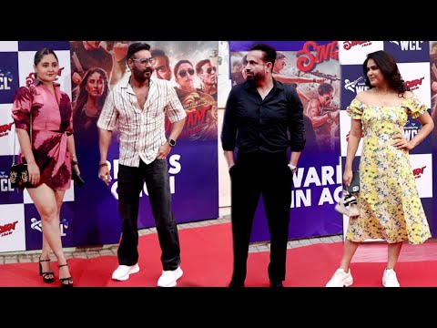 Ajay Devgan SINGHAM Entry At Singham Again Screening With Irfan Pathan, Rashmi Desai, Madhurima Tuli