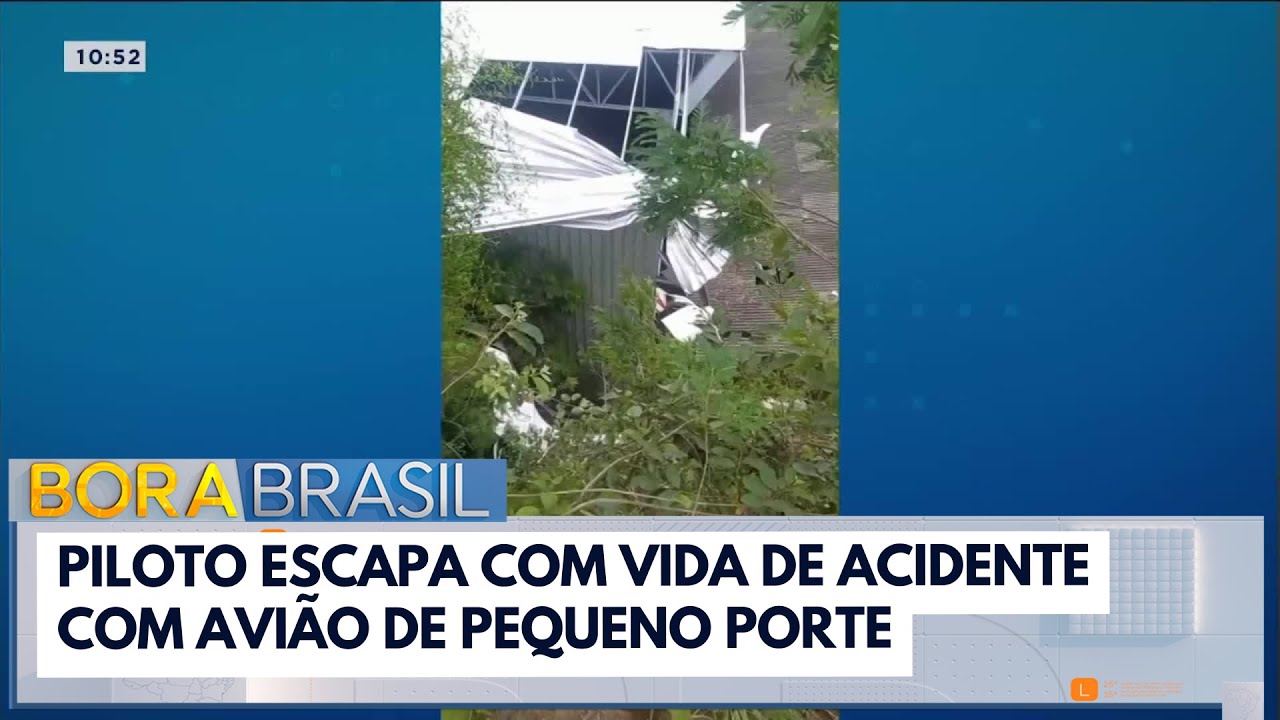 Avião de pequeno porte cai e piloto escapa com vida | Bora Brasil