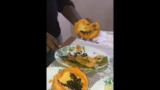 How to clean, cut and eat a papaya in India!