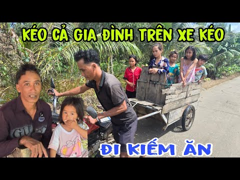 Theo chân người đàn ông kéo cả 5 cô con gái trên xe kéo đi mò cua bắt ốc kiếm bữa ăn trưa