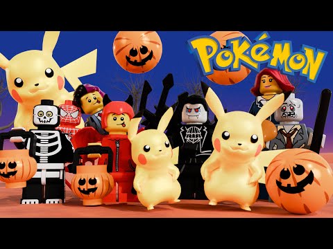 Pokemon Pikachu and Friends Celebrate LEGO Halloween - Funny Costumes!