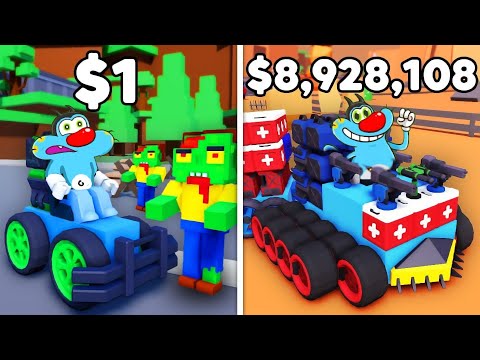 Oggy Built MAX LEVEL CAR to Destroy Zombies in Roblox!