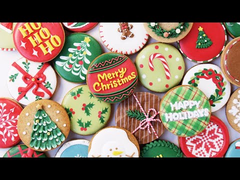 まるいクッキーをクリスマスにする25アイデア🎅【アイシングクッキー】satisfying cookie decorating｜royal icing Christmas cookies