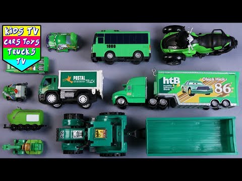 Learn GREEN Color with Vehicles for Kids