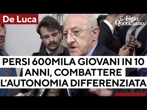 De Luca: "Persi 600mila giovani in 10 anni, combattere l'autonomia differenziata per il Sud"