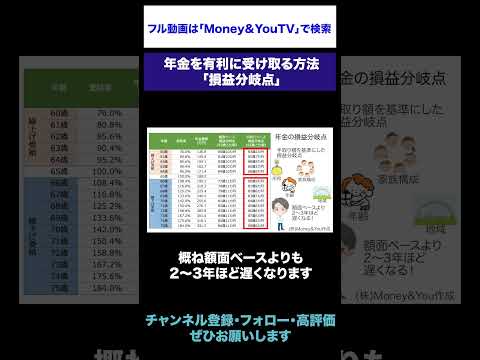 年金を有利に受け取る方法「損益分岐点」 #年金 #受け取り方 #税金 #損益分岐点 #繰上げ受給 #繰下げ受給