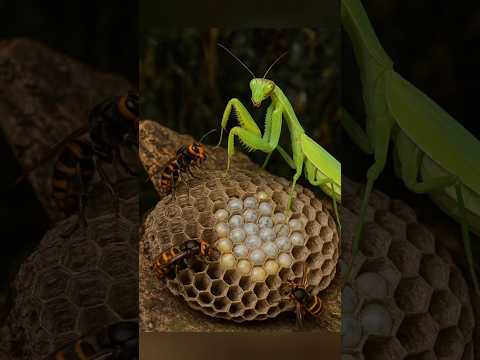 Praying Mantis vs Hornets: Battle Over the Nest"