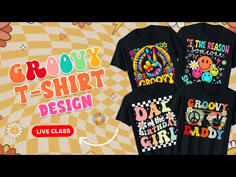 Retro Wavy Groovy T-Shirt Design Tutorial | Vintage T-Shirt Design Adobe Illustrator | Live Class