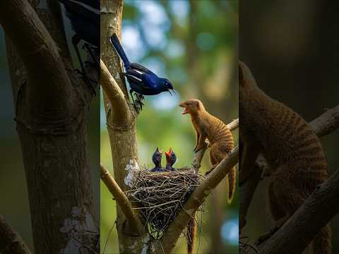몽구스, 그만 물러서라! 단 한 발짝이라도 더 다가오면… 어미새의 최후통첩! #motherhood #animals #birds #wildlife #nature