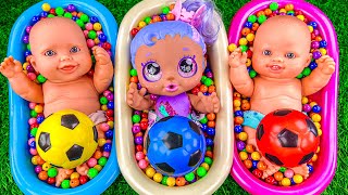 3 Minutes Satisfying Video | Mixing Funny Candy ASMR & Make Up in 3 Bathtubs with Magic M&M's Slime
