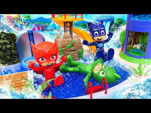 Super Pigiamini al parco acquatico! Scuola Allegra. Giocattoli per bambini di PJ masks