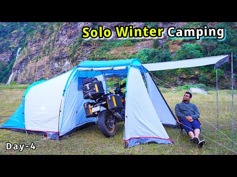 Solo Night Camping in Uttarakhand Forest with Big Tent | Camping in India | #ridingwithpeace