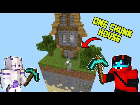 We Built an Epic House in Minecraft ONE CHUNK Challenge part 2!