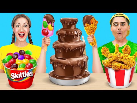 ART AND CRAFT CHALLENGE 🍫 Chocolate Fountain Fondue Challenge 🍫 School Food by 123 GO