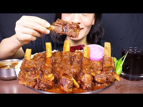 Eating Spicy mutton Masala and Mutton Gravy with Basmati Rice #ASMR/EATING MUKBANG BIG BITES