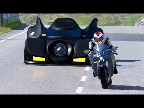 Kawasaki Ninja H2 vs Batmobile 1989 at Highlands GP