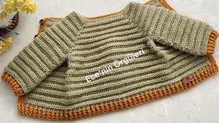 Super Easy Crochet Newborn Baby Cardigan/Süper Kolay Tığ işi Bebek Hırkası /0-3 ay/Yenidoğan Hırkası