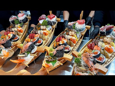 하루10개 한정판매! 1m 배접시에 가득 채워주는 초밥, 사시미 회 Amazing knife skills! Korean fish sashimi master
