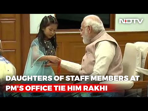 Watch: Daughters Of Staff Members At PM's Office Tie Him Rakhi