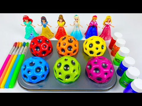 Satisfying Video | How to Make Princess Glossy Balls into Pool and Rainbow Painted Cutting ASMR