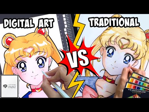 Digital Art Vs Traditional 🐈‍⬛🎀🌙 [Sailor MOON]