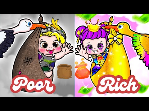 [🐾paper doll🐾] Poor Rapunzel Becomes Giga Rich Baby! Daughters SWAP LIVES - Rapunzel Family
