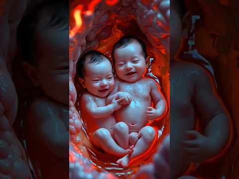 Twins Babies in the womb joyful playing #shorts #twins #twinsbaby #baby #viral