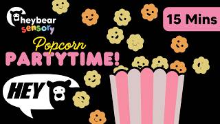Hey Bear Sensory - Popcorn Partytime! - High Contrast Animation - Classical Music