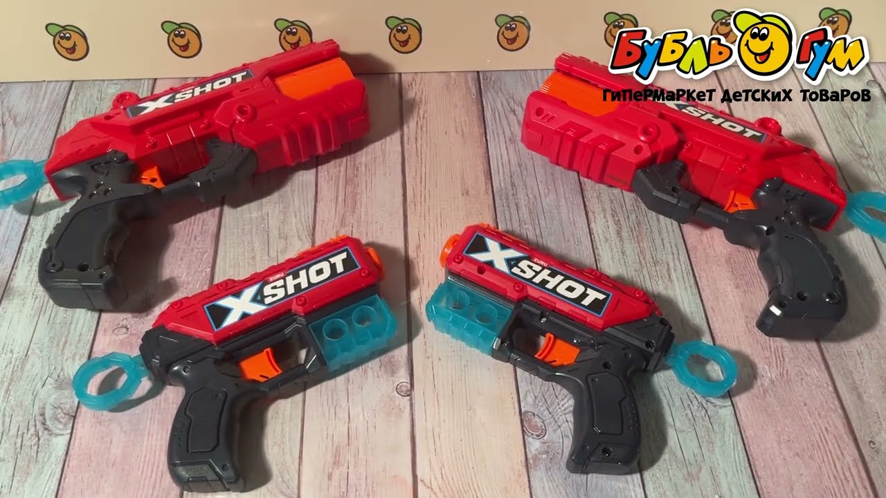 Набор игровой ZURU X-shot со стрелами 4 бластера 48шт - видео