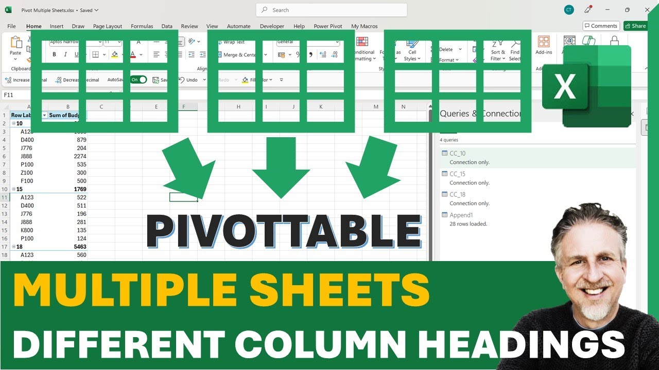 Create an Excel PivotTable From Multiple Sheets with Different Column Headings