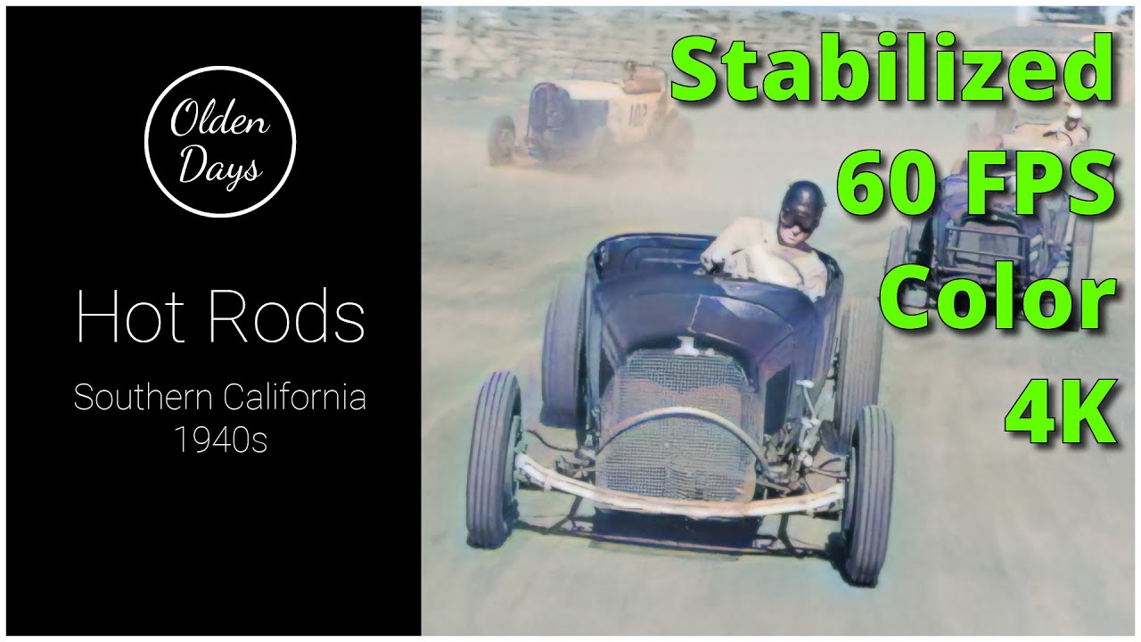 Hot Rods from 1940s – [ 60 FPS – Color – 4K ] – Old footage restoration with AI and Machine Learning