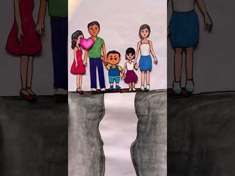 Only children are injured in divorce 😌💔 #art #drawing #desanart #youtubeshorts