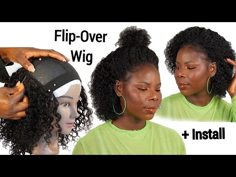 How To Make A Flip Over Wig + Install Tutorial! Short Curly Wig With Leave-Out