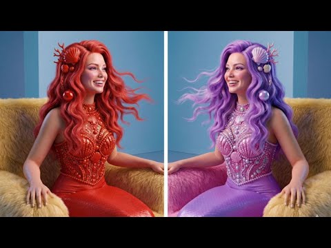 Păr Roșu și Roz pentru SIRENĂ 💖 Idei Minunate de Transformare în Sirenă