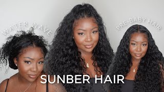 🔥Summer Vibe! Fluffy Water Wave 13*4 lace Frontal Wig Glueless Install + Drawstring Ft Sunber Hair